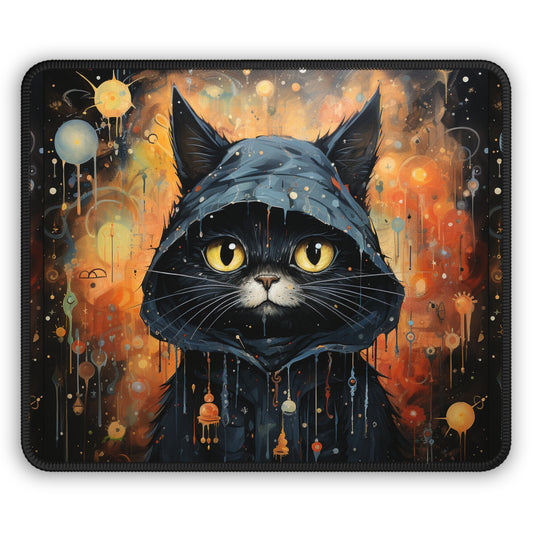 Midnight Hooded Cat Mouse Pad