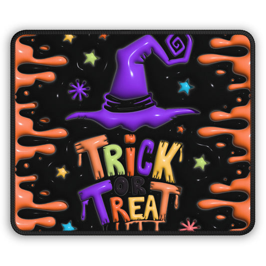Trick or Treat Mouse Pad – 9x7 Neoprene Desk Mat with Witch Hat and Halloween Drip Design