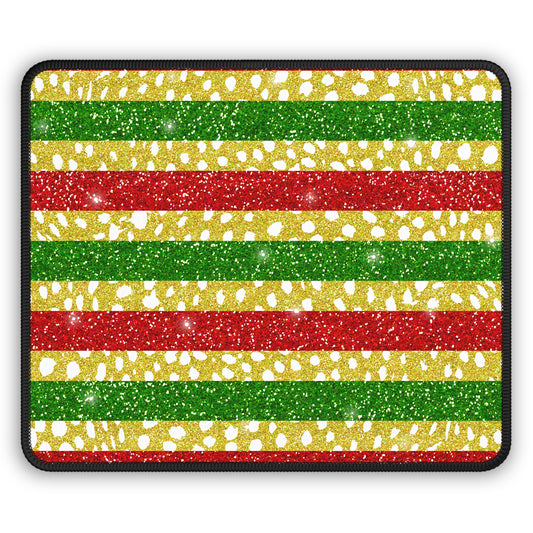 Holiday Glitter Stripes Mouse Pad – 9x7 Neoprene Desk Mat for Festive Workspaces