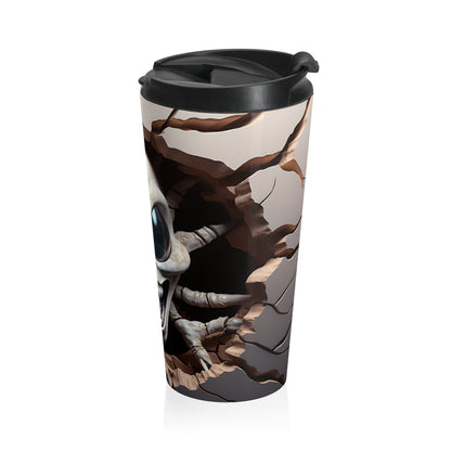 Creepy Alien Skeleton Breakout Stainless Steel Travel Mug