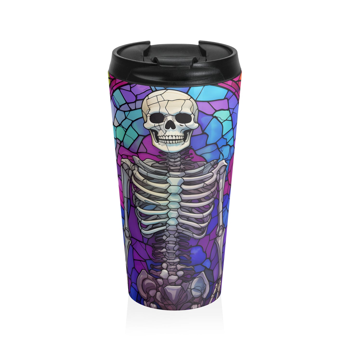 Stained Glass Skeleton Travel Mug