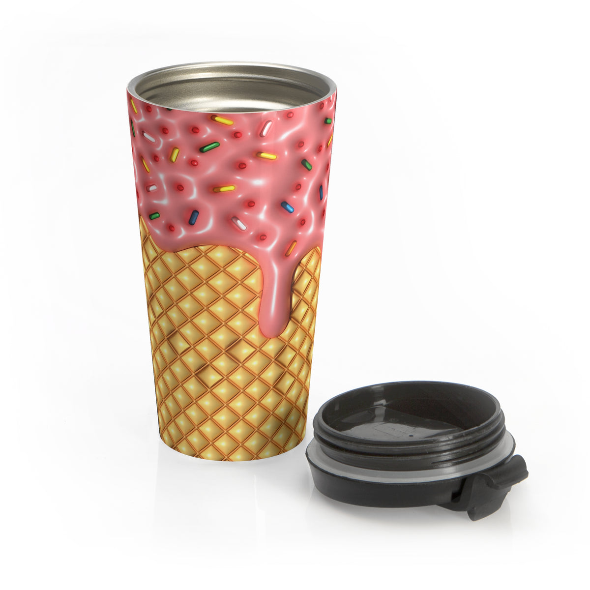 Strawberry Sprinkle Cone Stainless Steel Travel Mug