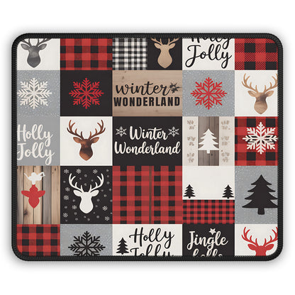 Rustic Christmas Patchwork Mouse Pad