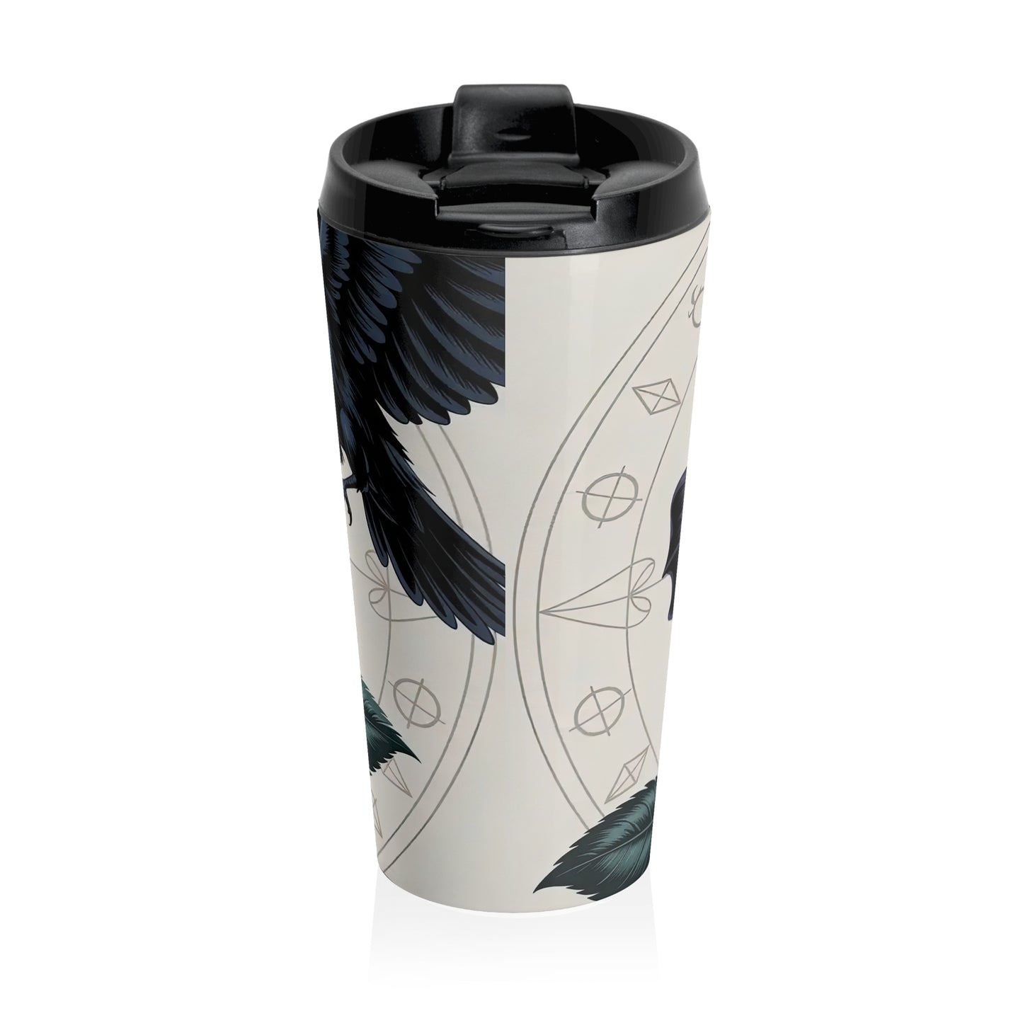 Gothic Black Rose & Raven Stainless Steel Travel Mug (15oz)
