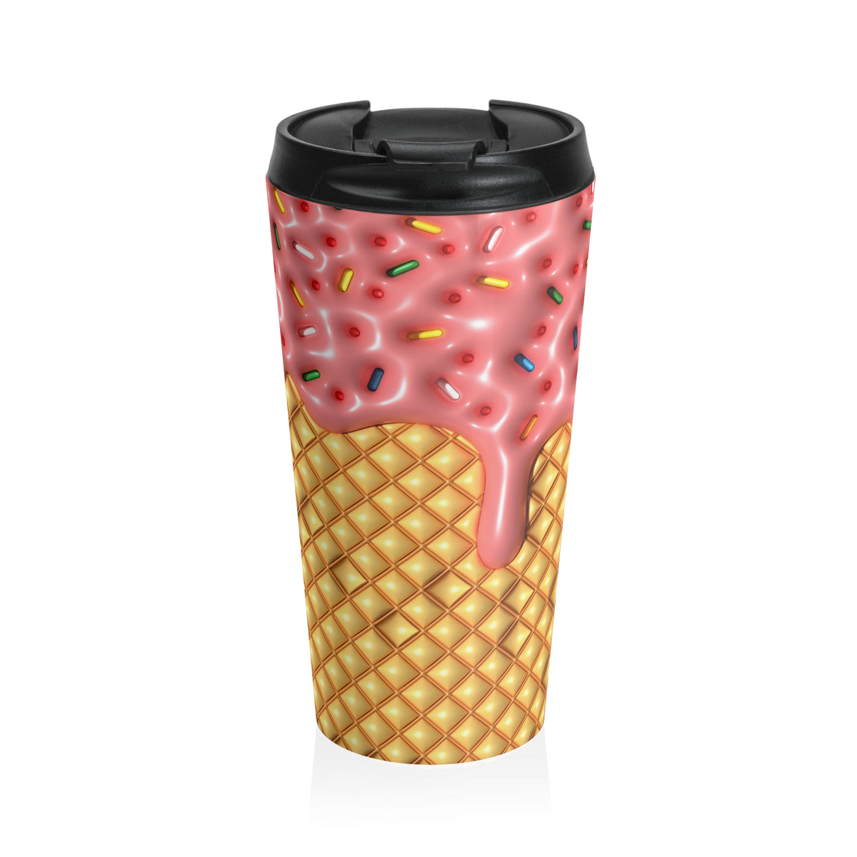 Strawberry Sprinkle Cone Stainless Steel Travel Mug