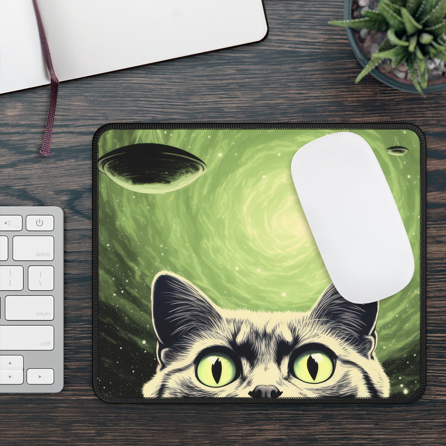 Cosmic UFO Cat Mouse Pad