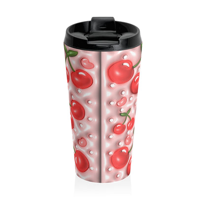 Cherry Bomb Pink Cherry Stainless Steel Travel Mug