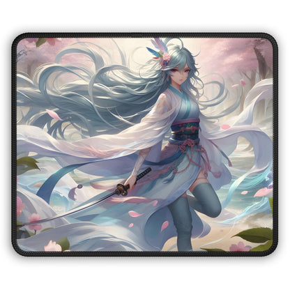 Cherry Blossom Samurai Maiden Mouse Pad
