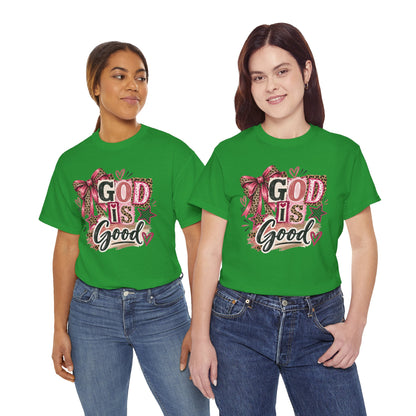 God Is Good Leopard Bow Christian T-Shirt