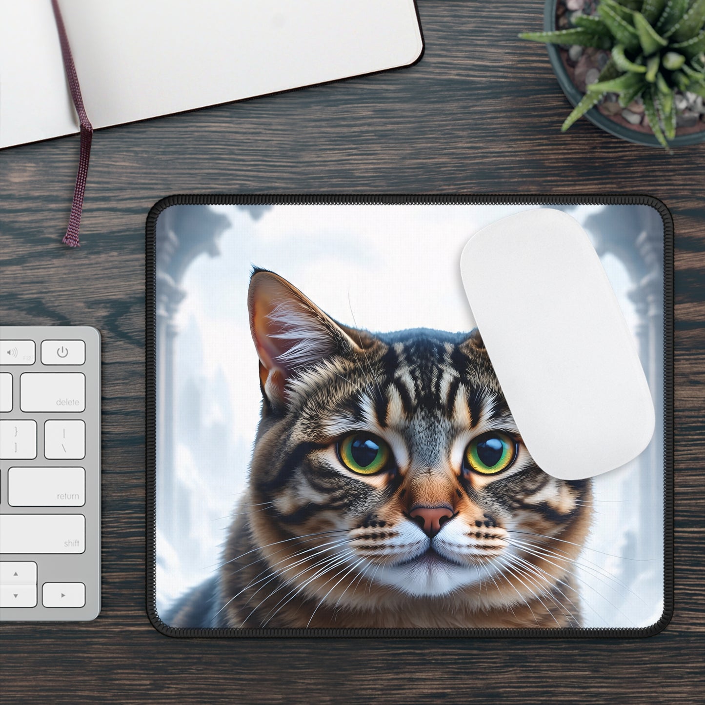 Regal Green-Eyed Cat Mouse Pad