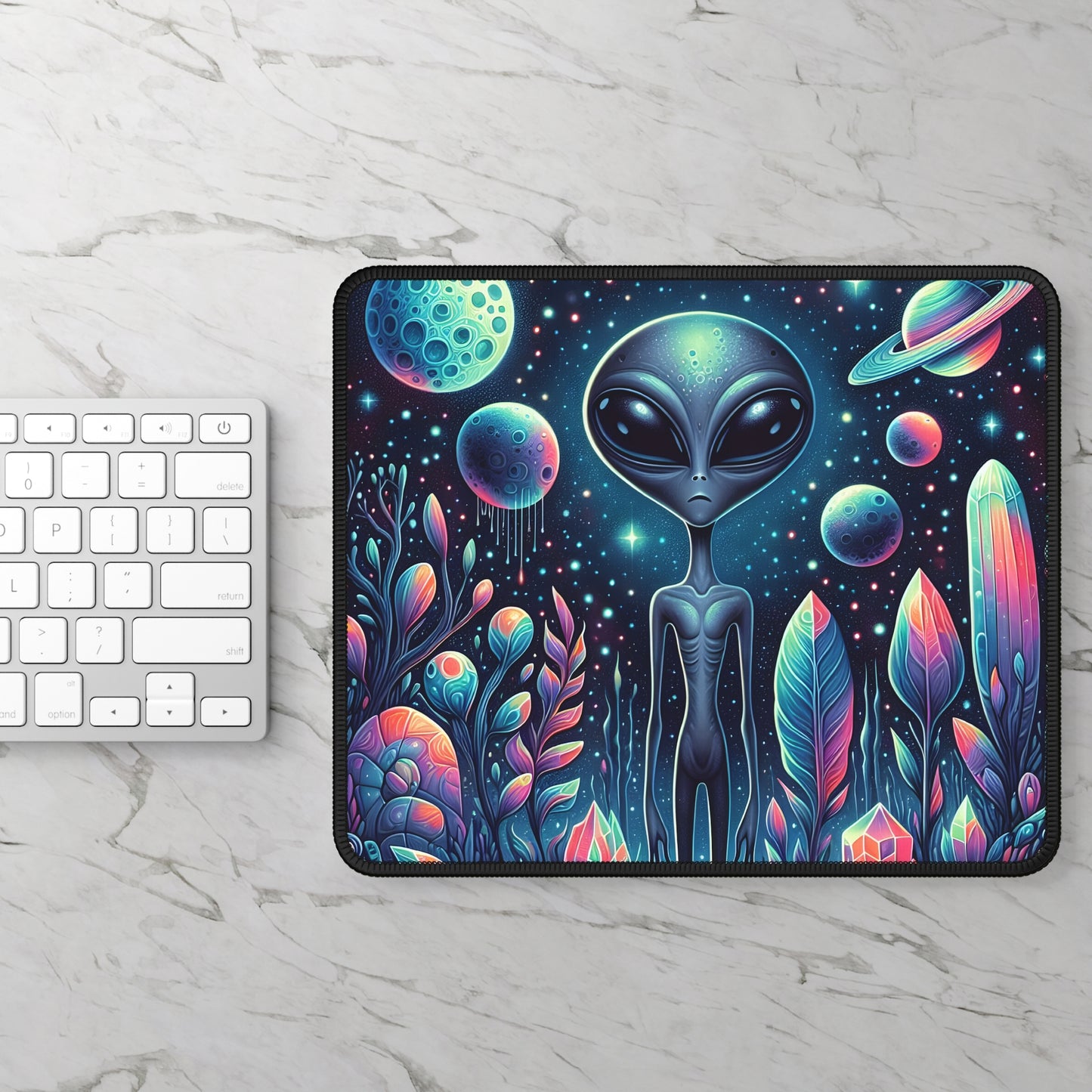 Cosmic Alien Garden Mouse Pad