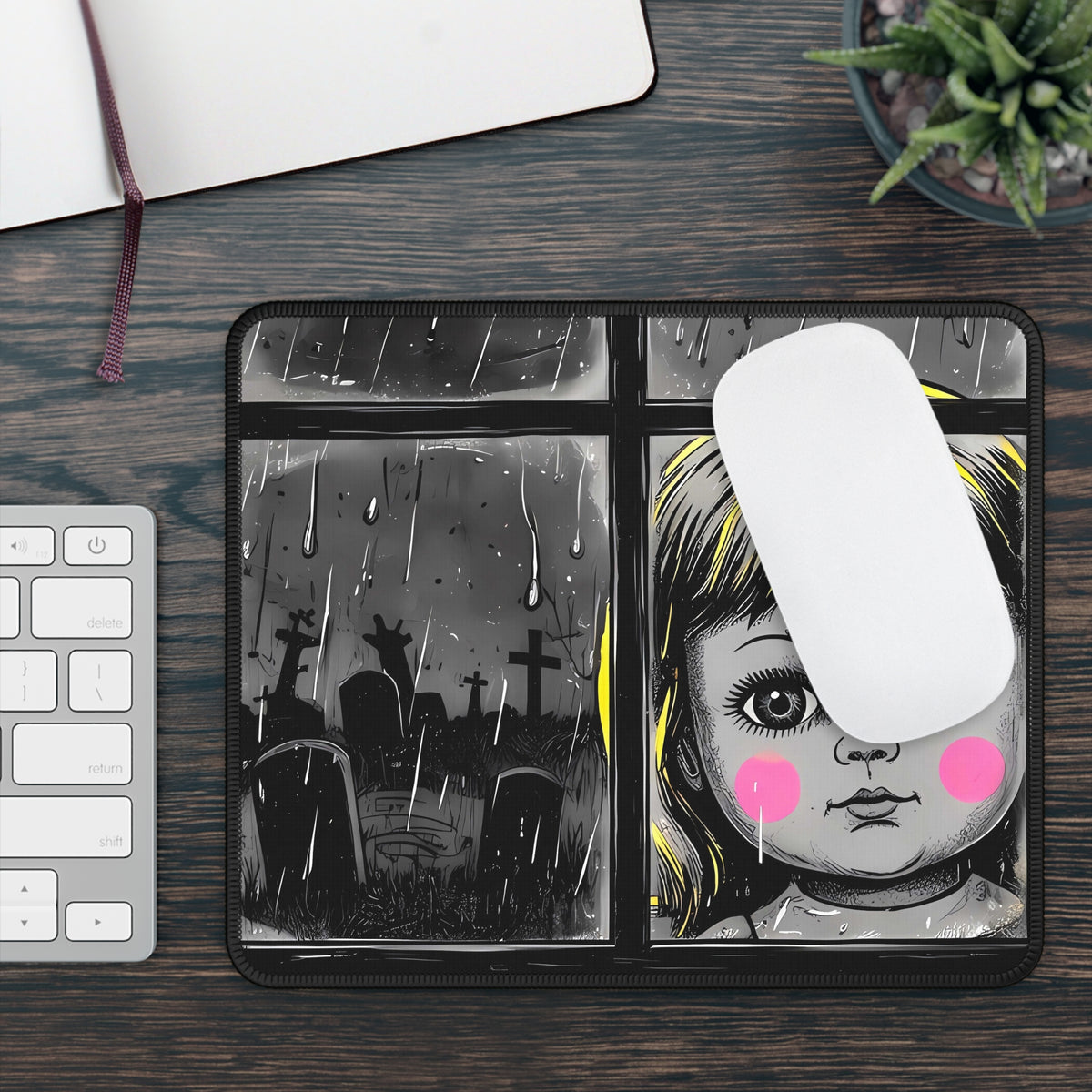 Creepy Doll Graveyard Mouse Pad