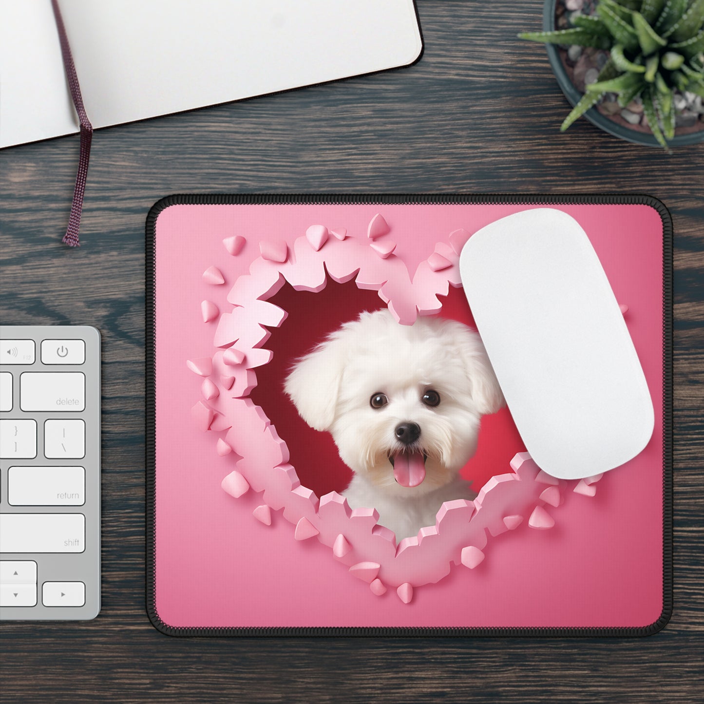 Puppy Love Hearts Mouse Pad