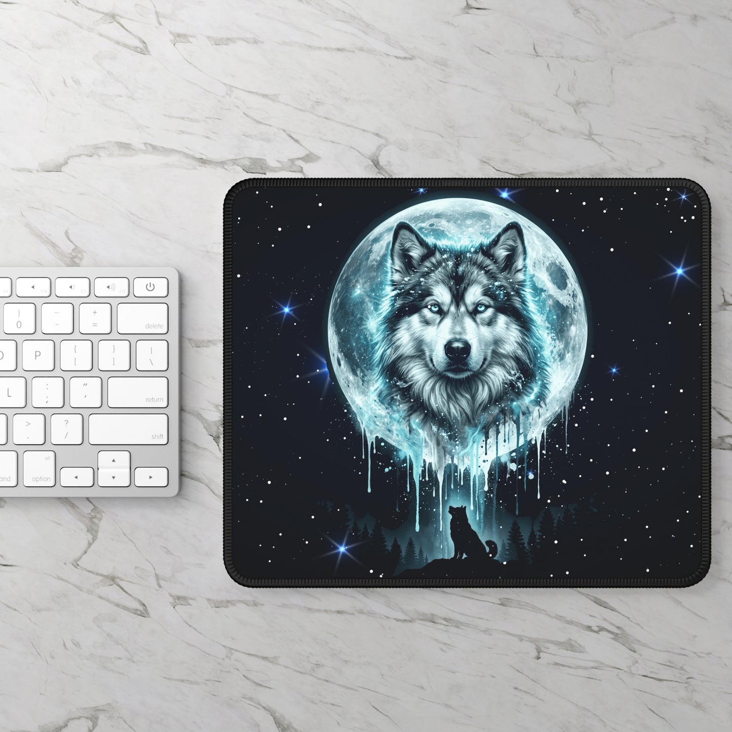 Moonlit Wolf Spirit Mouse Pad