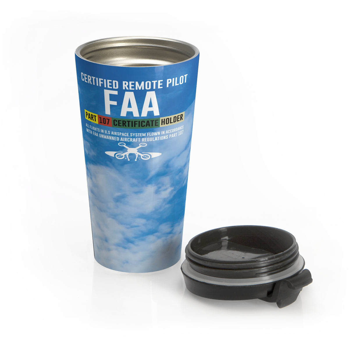 FAA Part 107 Certified Remote Pilot Stainless Steel Travel Mug