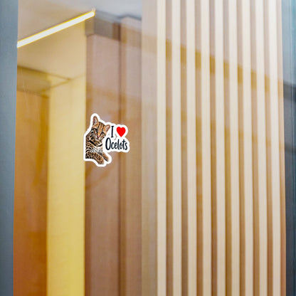 I Love Ocelots Kiss-Cut Vinyl Sticker