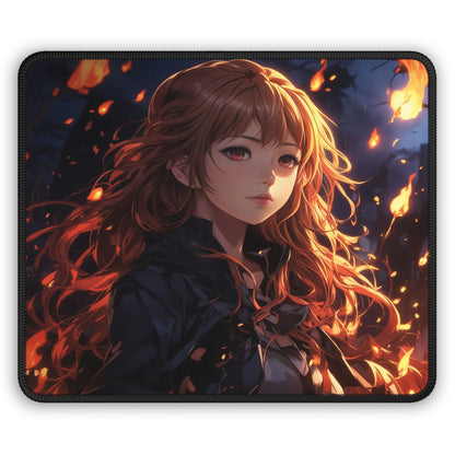 Fire Spirit Anime Girl Mouse Pad