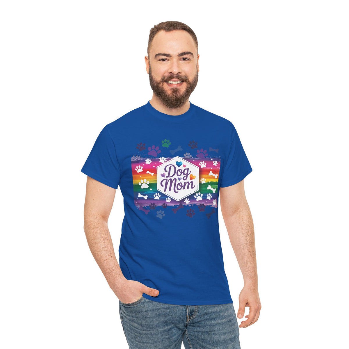 Dog Mom Rainbow Paw Print T-Shirt