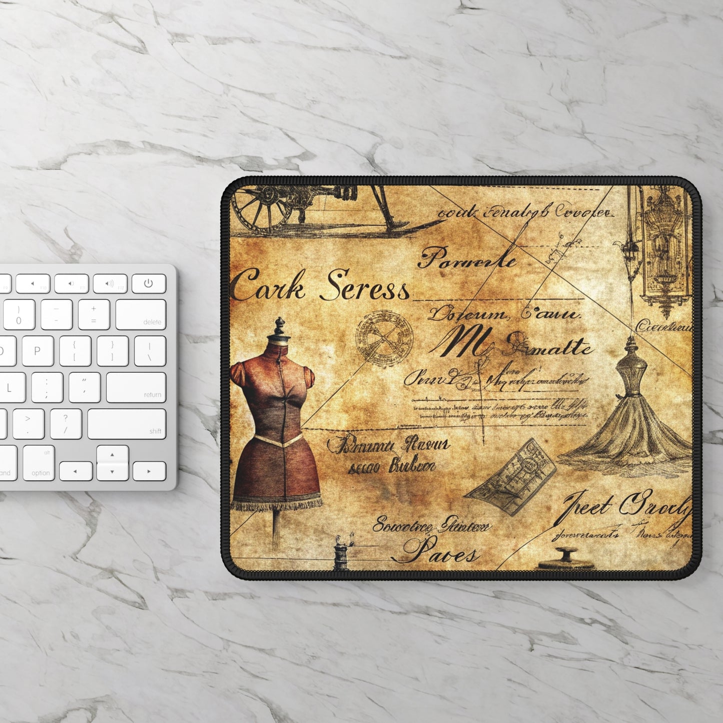 Vintage Dressmaker Blueprint Mouse Pad