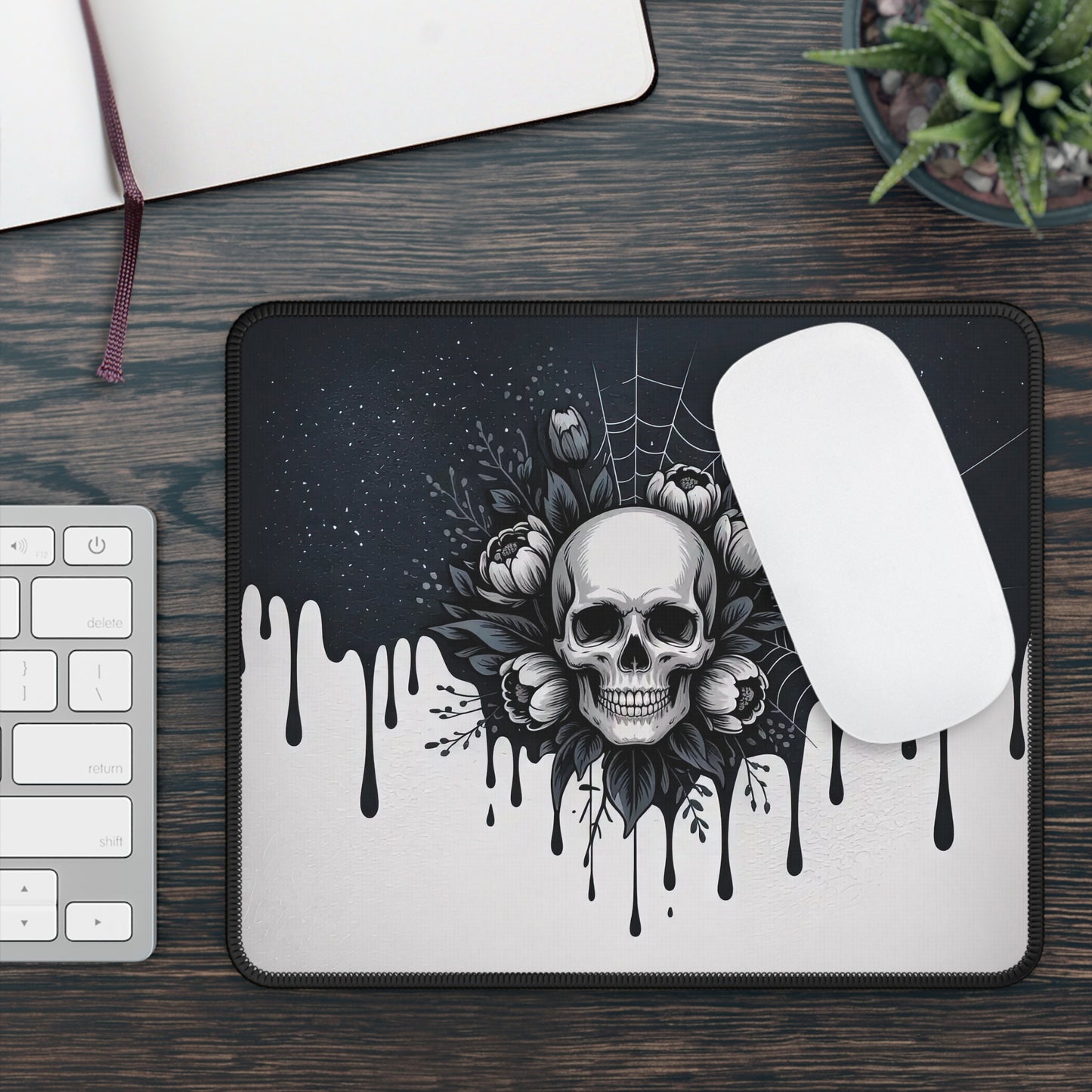 Gothic Skull & Spiderweb Mouse Pad