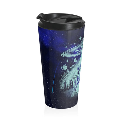 Alien and Bigfoot UFO Stainless Steel Travel Mug – 15oz