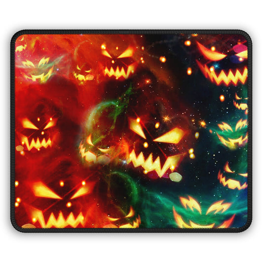 Pumpkin Galaxy Gaming and Work Mouse Pad – 9x7 Anti-Slip Neoprene Desk Mat with Fiery Halloween Design for Gamers and Creators