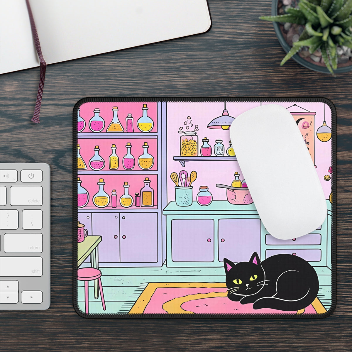 Witchy Cat Potion Shop Mouse Pad