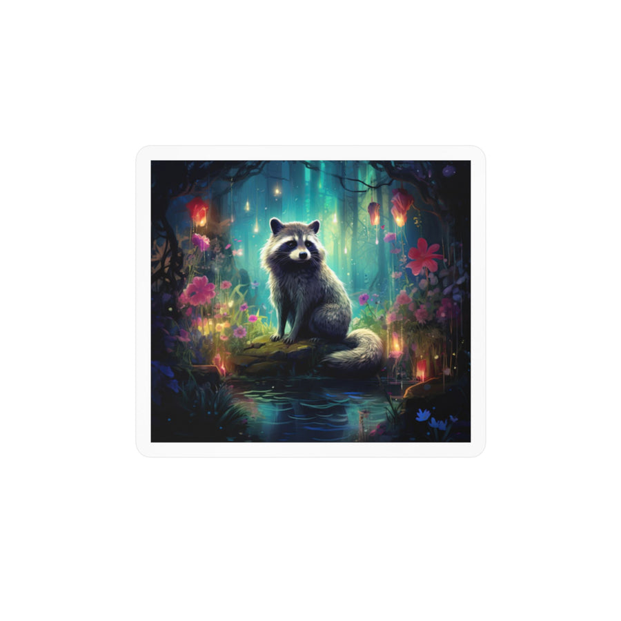 Enchanted Raccoon Forest Kiss-Cut Vinyl Sticker