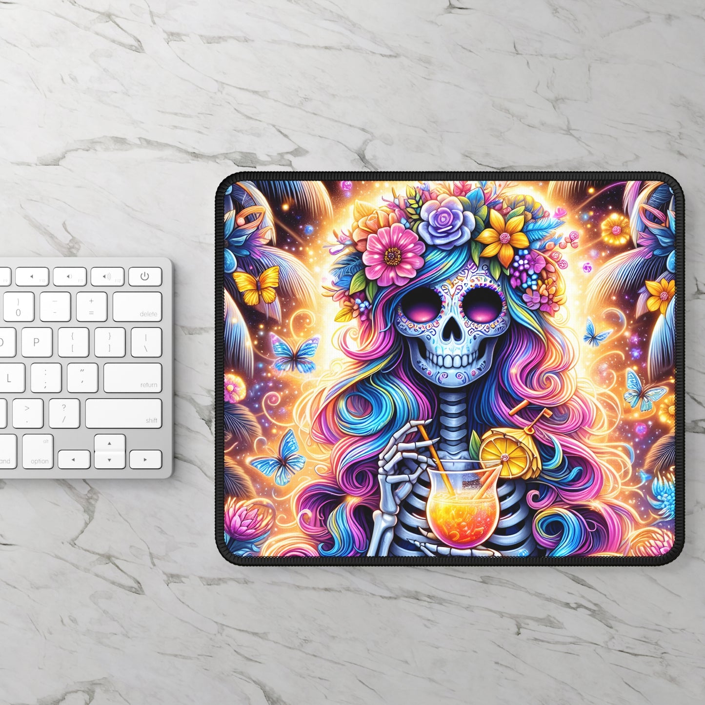 Tropical Sugar Skull Cocktail Mouse Pad