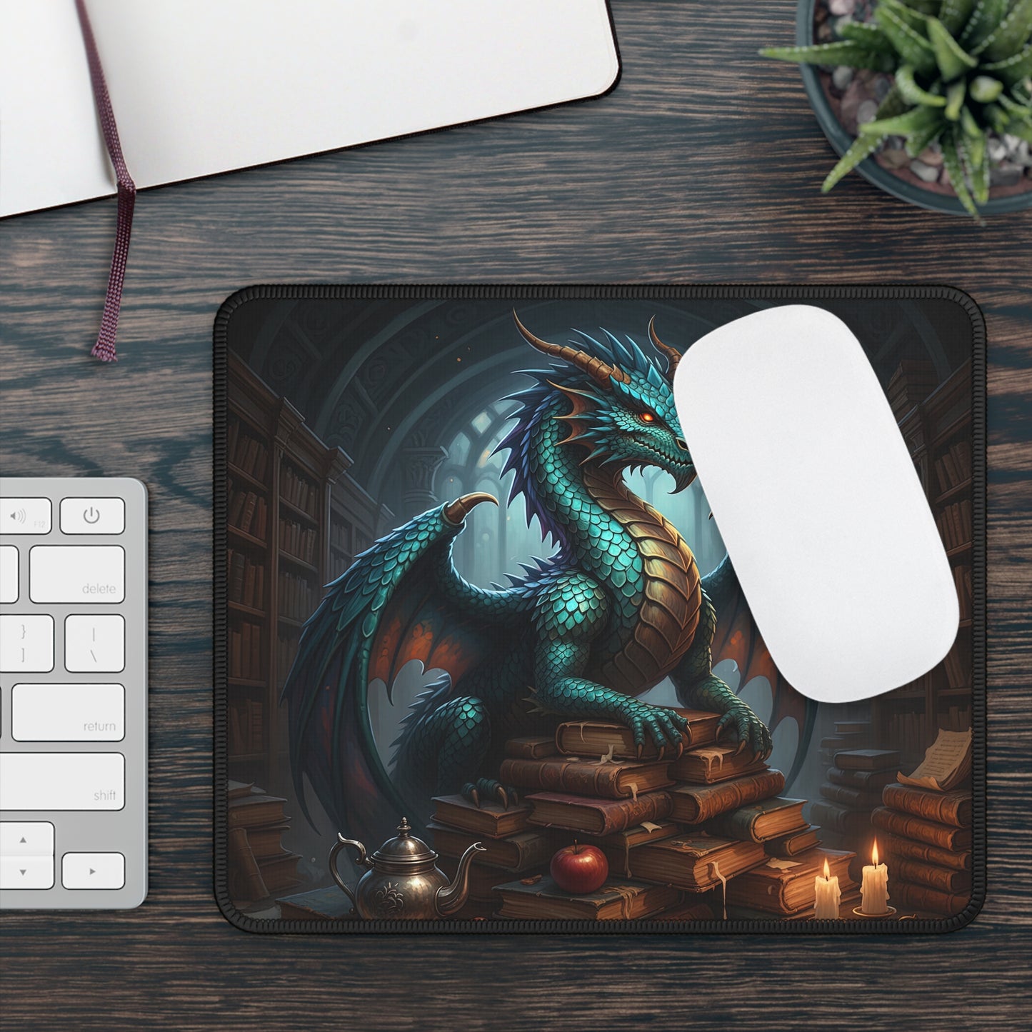Bookwyrm Library Dragon Mouse Pad