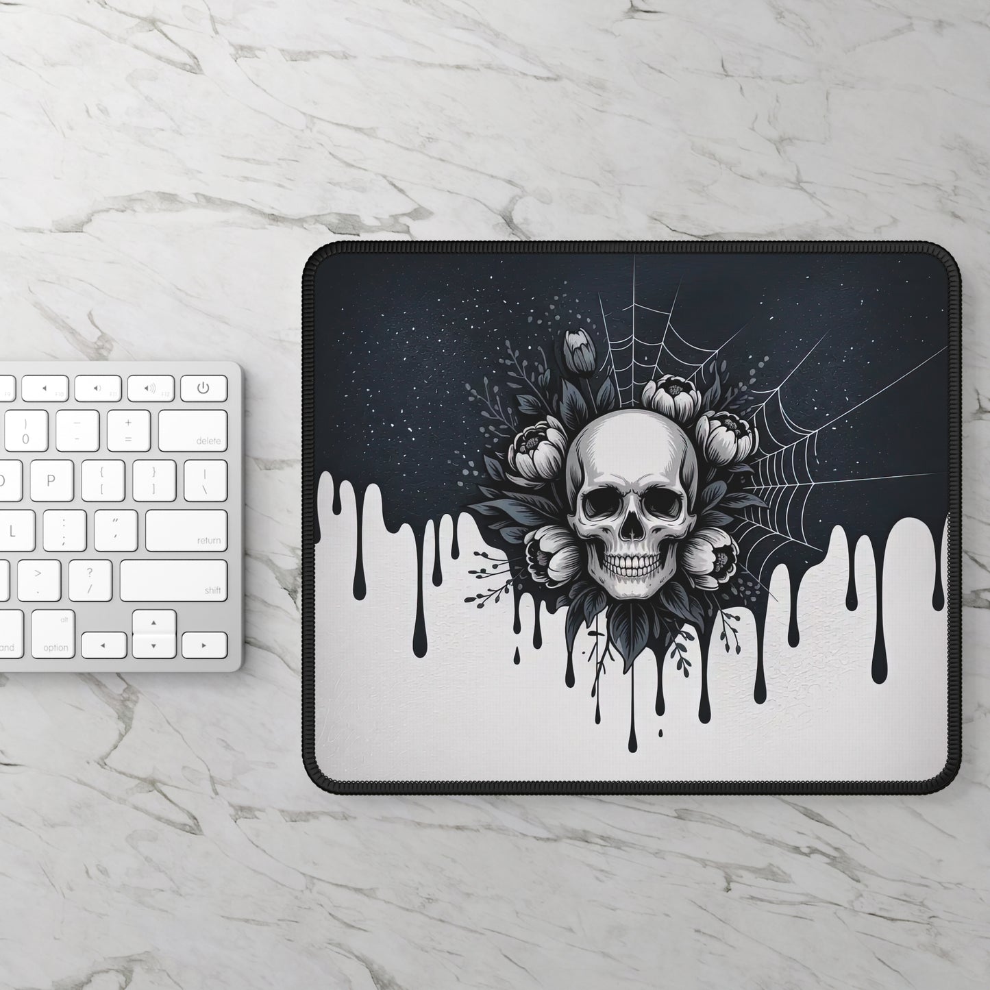 Gothic Skull & Spiderweb Mouse Pad