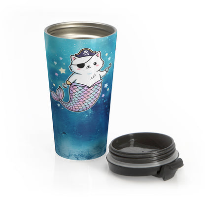 Purr-Maid Pirate Cat Stainless Steel Travel Mug