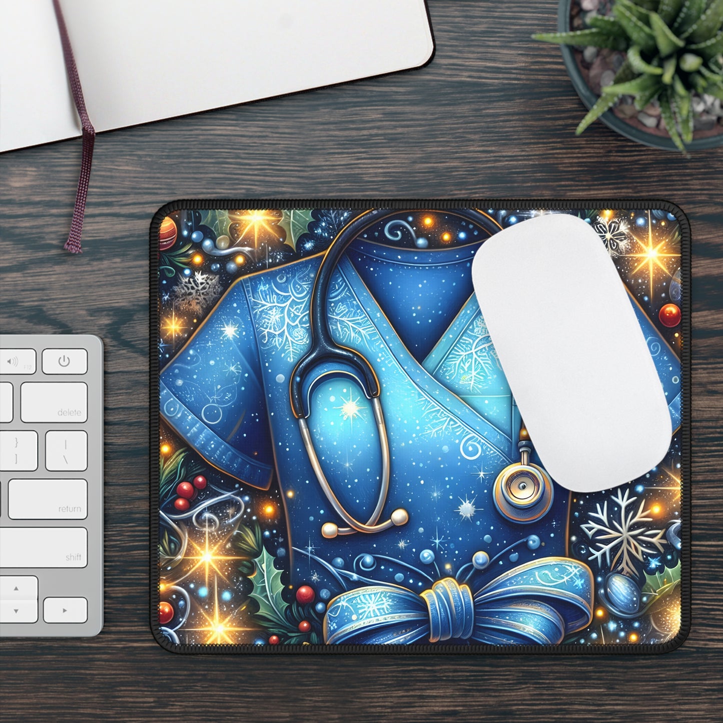 Winter Nurse Scrubs Mouse Pad