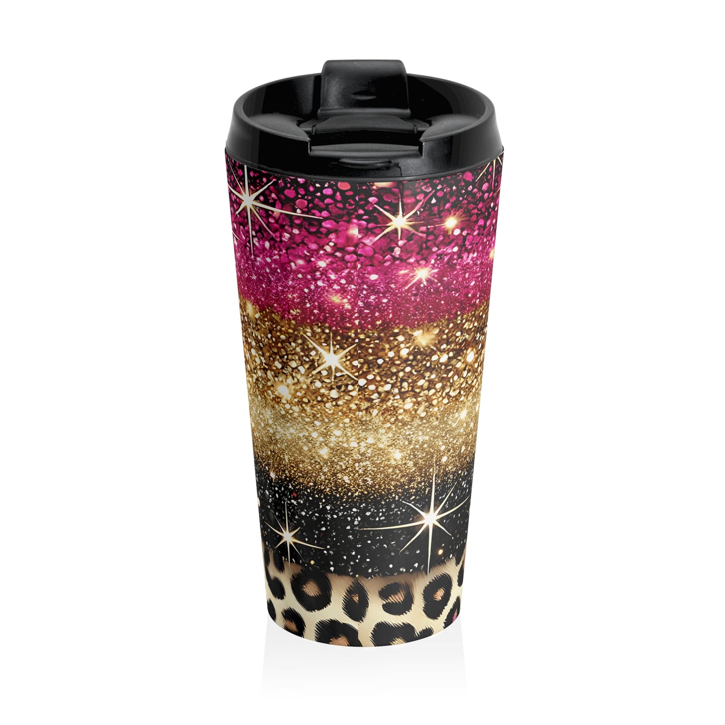 Glitter Glam Leopard Travel Mug