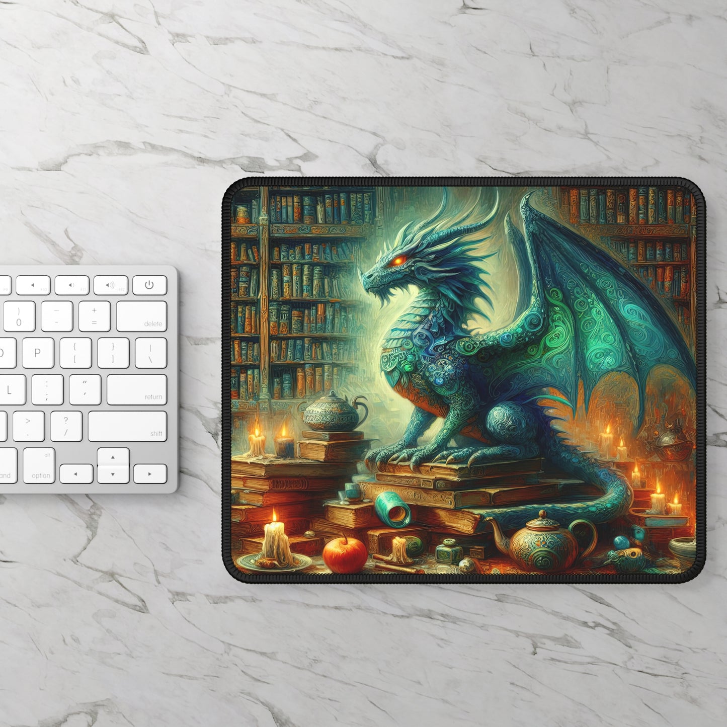 Mystic Library Dragon Mouse Pad