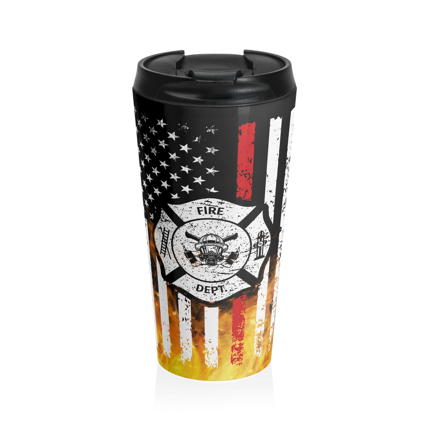 Firefighter Thin Red Line with Fire Travel Mug
