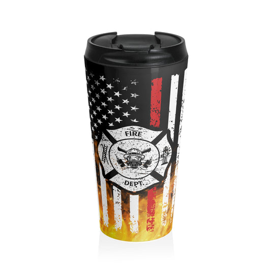 Firefighter Thin Red Line with Fire Travel Mug