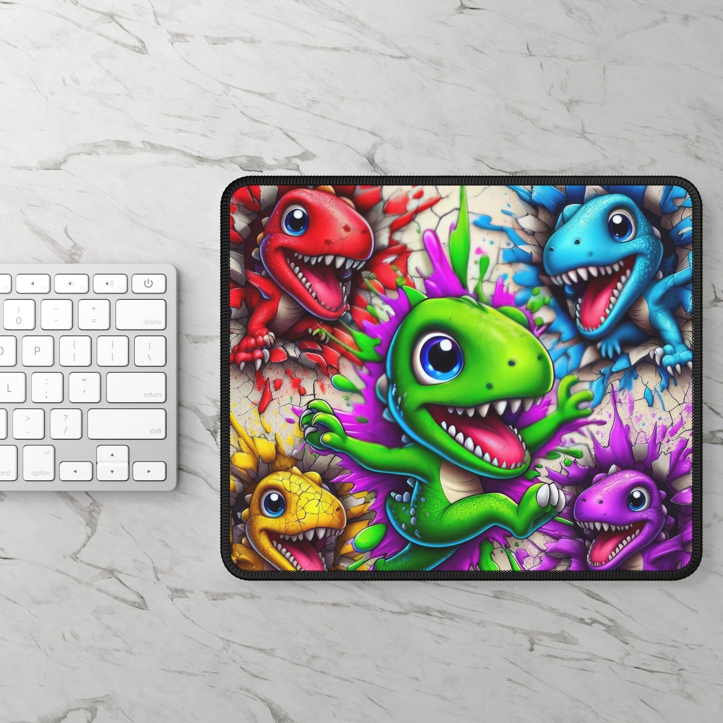 Rainbow Dino Chaos Mouse Pad