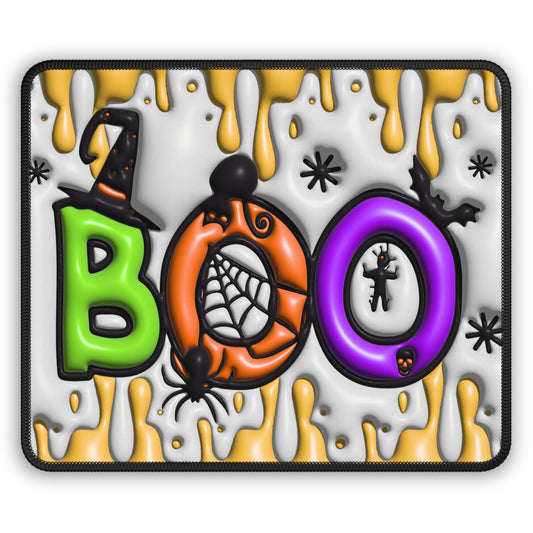 BOO Mouse Pad – 9x7 Neoprene Desk Mat with Halloween Letter Design and Spooky Drips