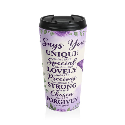 God Says You Are… Inspirational Christian Stainless Steel Travel Mug