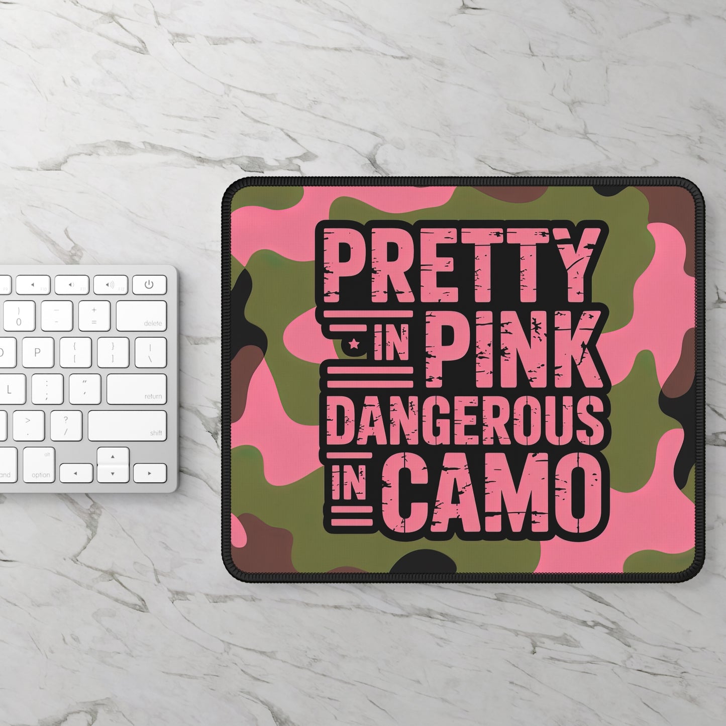 Pretty in Pink Dangerous in Camo Mouse Pad