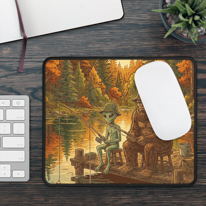 Bigfoot & Alien Fishing Mouse Pad