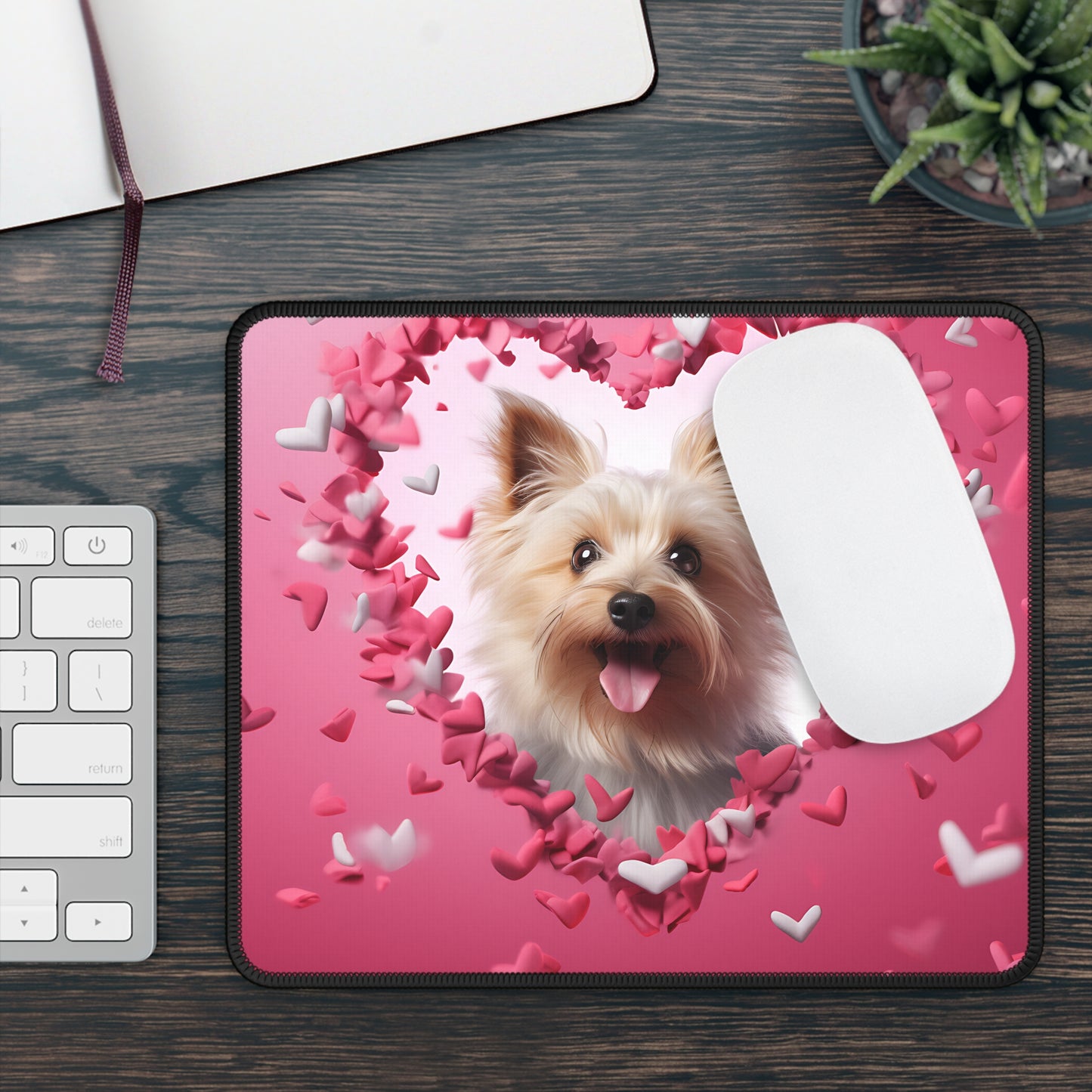 Puppy Love Hearts Mouse Pad