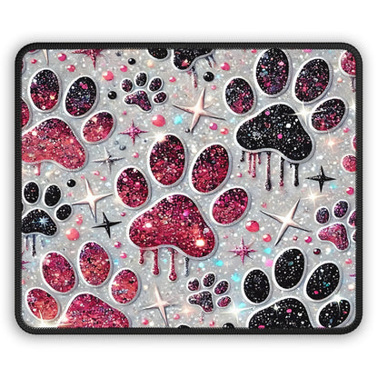 Glitter Paw Prints Mouse Pad