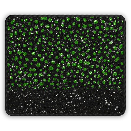 Emerald Sparkle Mouse Pad – 9x7 Neoprene Desk Mat with Green Glitter Design