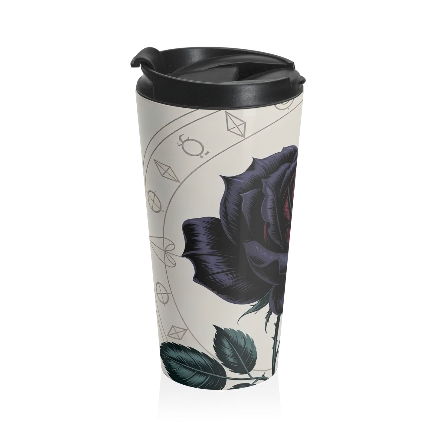 Gothic Black Rose & Raven Stainless Steel Travel Mug (15oz)