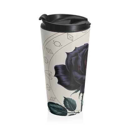 Gothic Black Rose & Raven Stainless Steel Travel Mug (15oz)