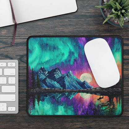 Northern Lights Mountain Reflection Mouse Pad