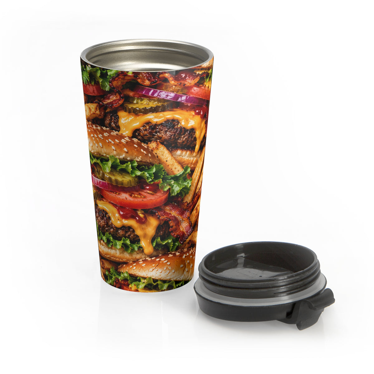 Bacon Cheeseburger Overload Stainless Steel Travel Mug