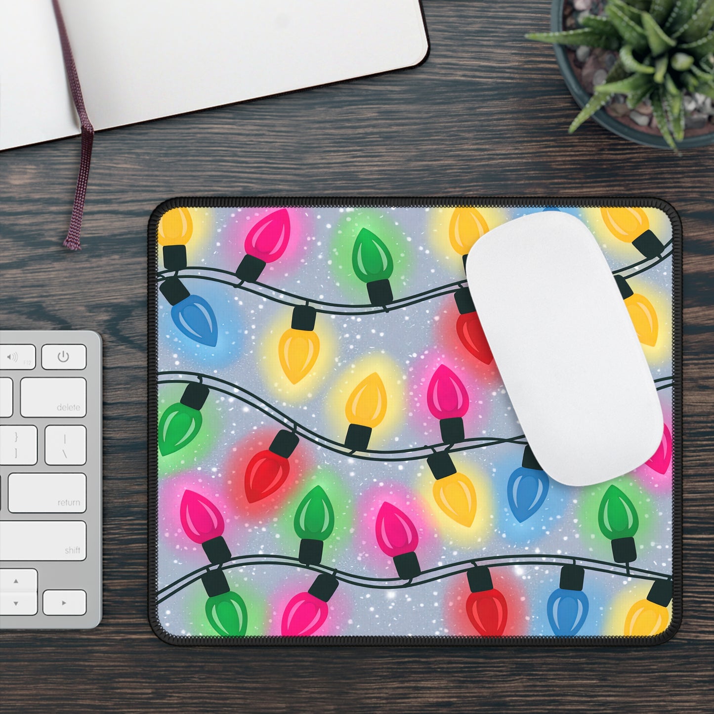 Festive Christmas Lights Mouse Pad